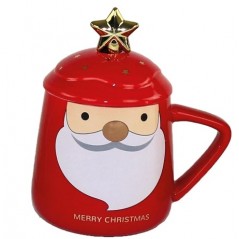 Christmas mug with spoon and lid