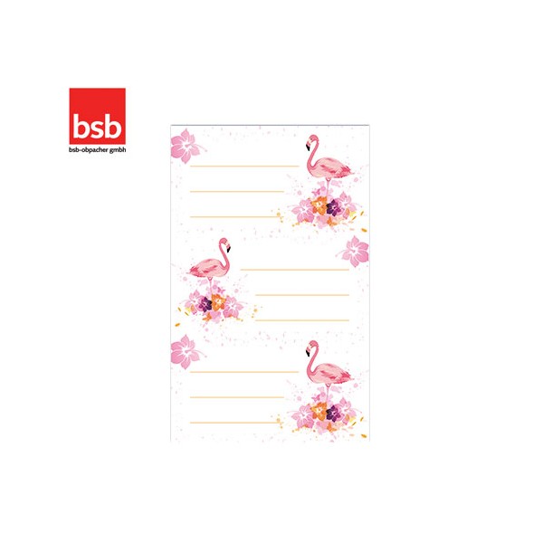 Self-Adhesive School Labels Card 3sh. 7.8x12.5cm Flamingos BSB