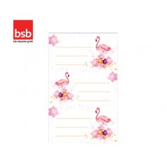 Self-Adhesive School Labels Card 3sh. 7.8x12.5cm Flamingos BSB