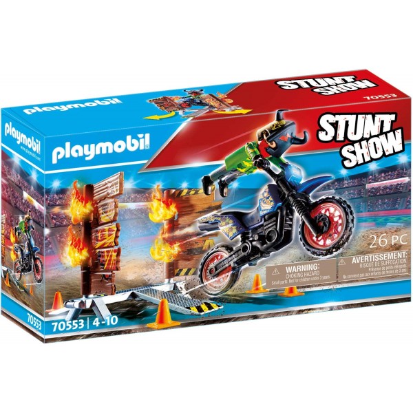 Playmobil Motocross engine with flaming wall