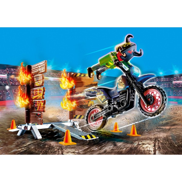 Playmobil Motocross engine with flaming wall