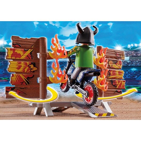 Playmobil Motocross engine with flaming wall